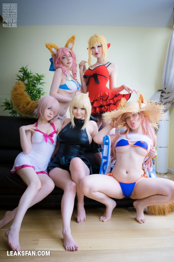 Hidori, Mikomi, Virtual, Tom &amp;amp; Yuzupyon - Mash, Saber, Nero &amp;amp; Tamamo (Fate Grand Order) - 1